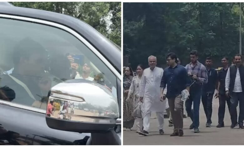 CG Liquor Scam: Bhupesh Baghel reached ED office to meet his son Chaitanya Baghel...! Watch the video here