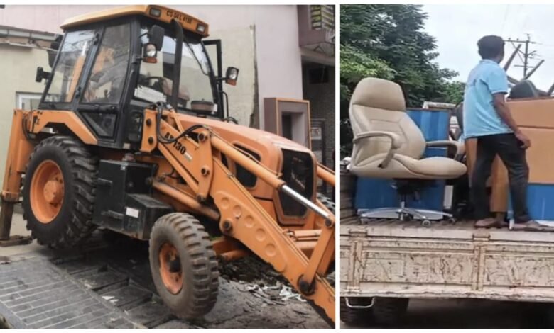 Tomar Brothers: Bulldozer runs on illegal construction of absconding Tomar brothers...! Joint action by police and corporation