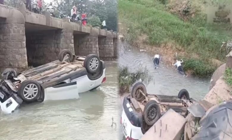 Big Accident: Tragic road accident in Gariaband...! High speed car overturns in drain... 2 killed including BJYM Mandal President...