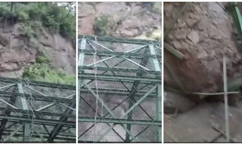 landslide in Haridwar : Debris fell on railway track due to landslide in Haridwar...! Mountain broke near Kali temple, major accident averted... watch VIDEO here