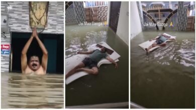 Inspector of Prayagraj: Ganga worshipper inspector...! Made his house a swimming pool... watch the viral video here