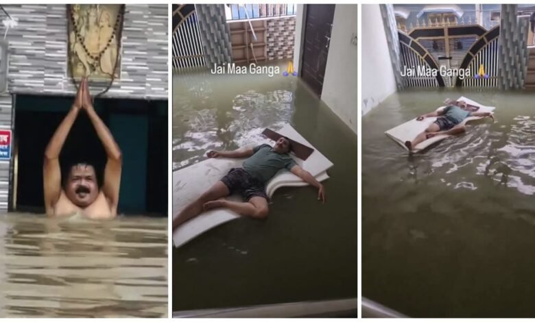 Inspector of Prayagraj: Ganga worshipper inspector...! Made his house a swimming pool... watch the viral video here