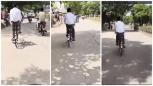 Simplicity of IAS: Collector's coming to office by bicycle becomes a topic of discussion...! VIDEO goes viral