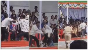 Independence Festival: Ruckus during Independence Day celebrations in Home Minister's district...! Three youths chased and beat up a young man... Watch the video here