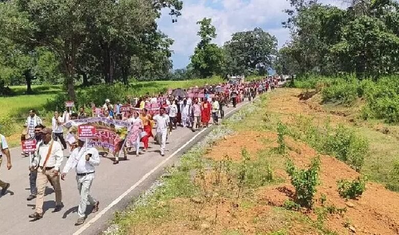 NMDC Negligence: Ponds poisoned...farming ruined...animals dead...children critical...red water from Bailadila mines causing this damage...massive foot march by angry villagers