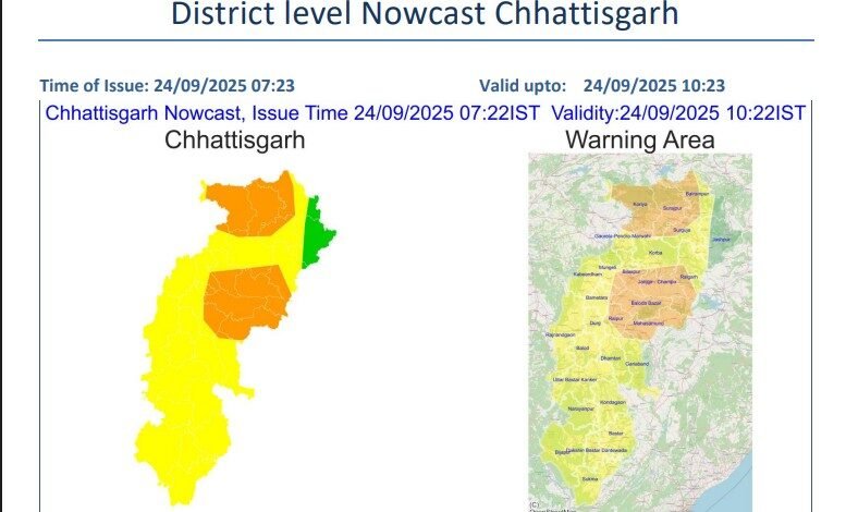 Heavy Rain Warning: Heavy rain in Chhattisgarh...! Alert issued from September 24th to 26th... Raipur Meteorological Department has just issued it. See PDF here.