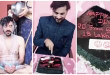 Happy Divorce: People were shocked to see the man's post-divorce celebration...! He celebrated in a unique way by bathing in milk...! The cake read, "120 grams of gold and 18 lakh rupees in cash... I'm single now... Watch the video here."