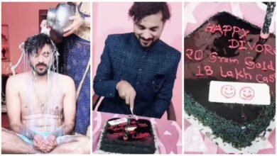 Happy Divorce: People were shocked to see the man's post-divorce celebration...! He celebrated in a unique way by bathing in milk...! The cake read, "120 grams of gold and 18 lakh rupees in cash... I'm single now... Watch the video here."