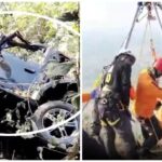Tragic accident: A horrific road accident! A Thar vehicle plunges into a 500-foot-deep ravine, killing all six on board. Drones were used to locate the bodies.