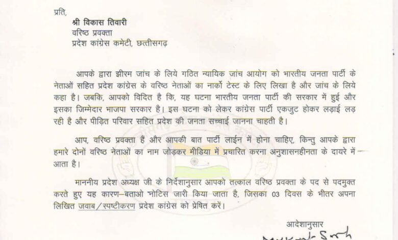 Show Cause Notice: Congress takes disciplinary action against senior spokesperson Vikas Tiwari! Removed from his post... a show cause notice has also been issued.