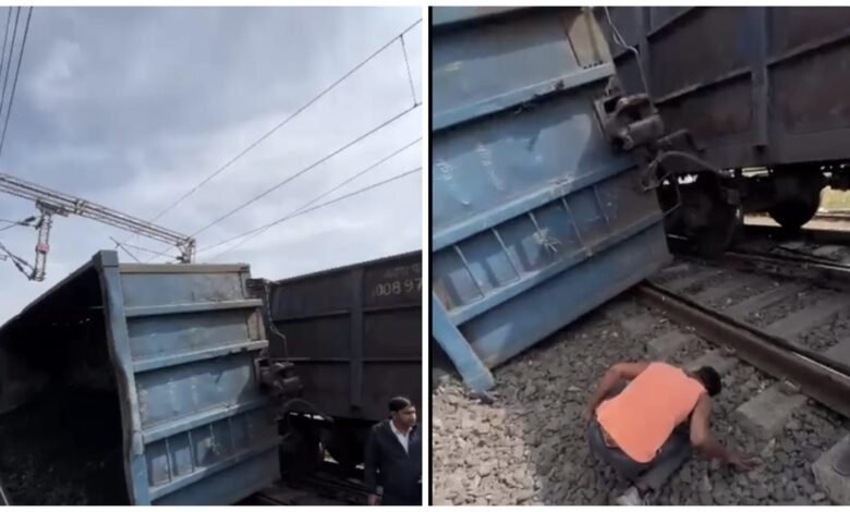 Train Derailment: A major train accident averted...! Freight train wagons overturned... Railway team engaged in restoration work... Watch the video here.