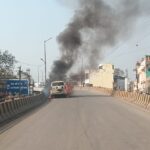 Scorpio catches fire: A moving Scorpio caught fire on Korba Overbridge...created panic...watch the video here