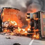 Bus Fire: Horrific Road Accident in Andhra Pradesh! Bus-Truck Collision... 10 Passengers Burn to Death... Watch VIDEO Here.