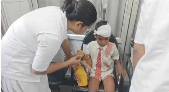 School Van Accident: School Van Overturns in Janjgir! 10 Children Injured... Chaos and Screams Ensue.