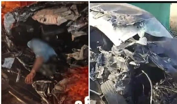 Road Accident: Horrific crash on the Bhopal-Berasia route... High-speed car collides with a straw-laden trolley... Tragic death of three brothers from the same family... Watch Video Here.