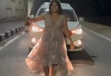 Highway Viral Reel Stunt: Young Woman's Ramp Walk in Front of a Moving Car...! Reel Created by Spraying Champagne... Driver Apprehended by Police as Video Goes Viral.