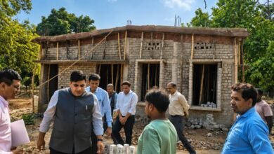 Smart Anganwadi in Korba: 'Smart Anganwadi' being built for children in Korba...! The Collector visited the site to inspect the quality.