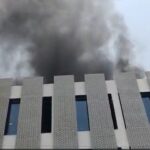 Fire at Anshdeep Electronics: Rajnandgaon Breaking News...! Fire breaks out at Anshdeep Electronics; showroom engulfed in flames—watch the video.