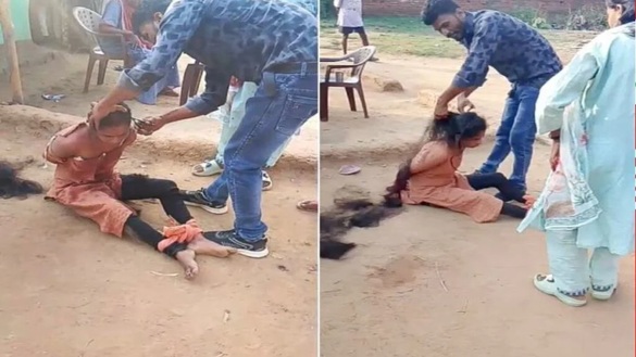 Shaming Humanity: Humanity put to shame in Koriya...! Wife's head shaved, face smeared with soot, and forced to drink urine... Video goes viral.