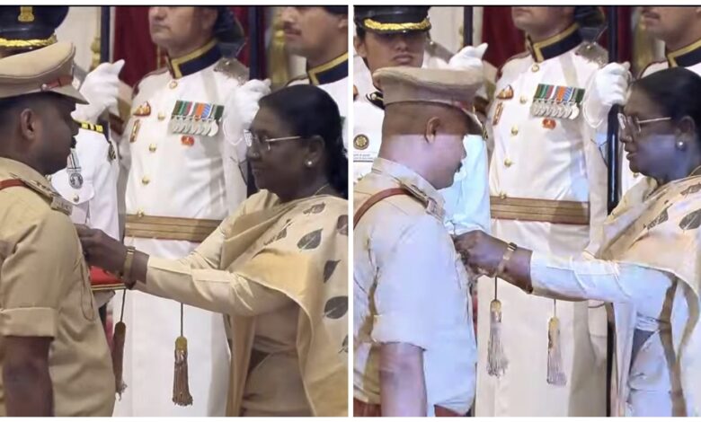 A Moment of Pride: Shaurya Chakra received from the President! Two brave officers from Kanker have made history... Lakshman Kevat and Rameshwar Deshmukh were awarded the Shaurya Chakra by the President... Watch the video here.