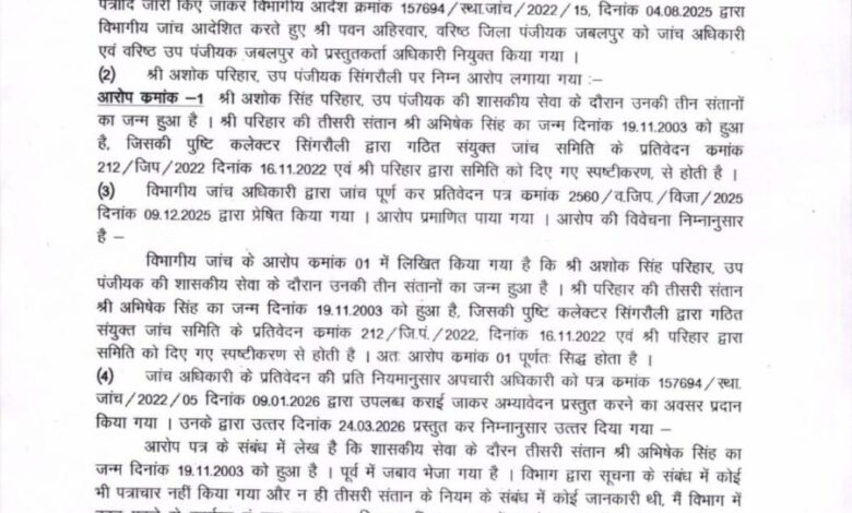 Civil Service Rules: Major administrative action in Madhya Pradesh...! Sub-Registrar's services terminated due to having a third child.