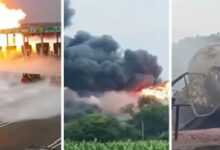 LPG Tanker Blast: Spine-chilling CCTV footage of the Kaushambi blast...! 4 dead... 16 bikes and the toll plaza reduced to ashes; watch the video.