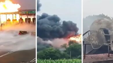 LPG Tanker Blast: Spine-chilling CCTV footage of the Kaushambi blast...! 4 dead... 16 bikes and the toll plaza reduced to ashes; watch the video.