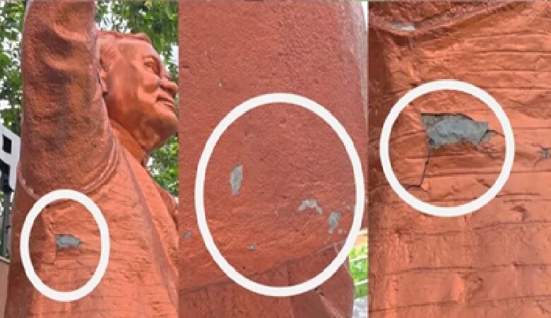 Atal Bihari Vajpayee Statue: Corruption involving the statue of Bharat Ratna Atal Bihari Vajpayee in Katghora! Rain exposes the truth... a statue made of cheap metal installed instead of bronze... investigation underway.