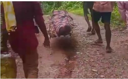 Rural Development: A harrowing scene from Korba... Villagers forced to carry a body on their shoulders due to the lack of a road... Questions raised over claims of development.