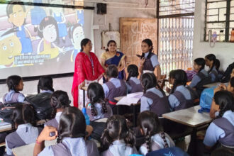 CHILD HELPLINE 1098: Awareness campaign on child rights and safety; students informed about protection against child marriage and child labour.