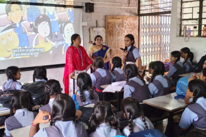 CHILD HELPLINE 1098: Awareness campaign on child rights and safety; students informed about protection against child marriage and child labour.