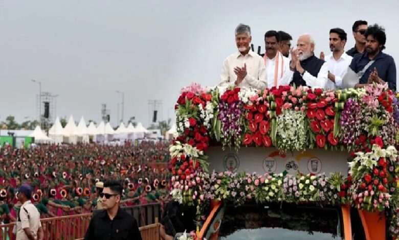 PM Modi in Andhra Pradesh: 'Modi-Modi' chants at the Bhogapuram Airport inauguration...! Naidu says the dream of a developed India is incomplete without PM Modi.