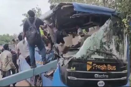 Telangana Bus Accident: Speeding tourist bus collides with a truck, 6 passengers killed; 43 people were on board, injured rescued using gas cutters; watch VIDEO.