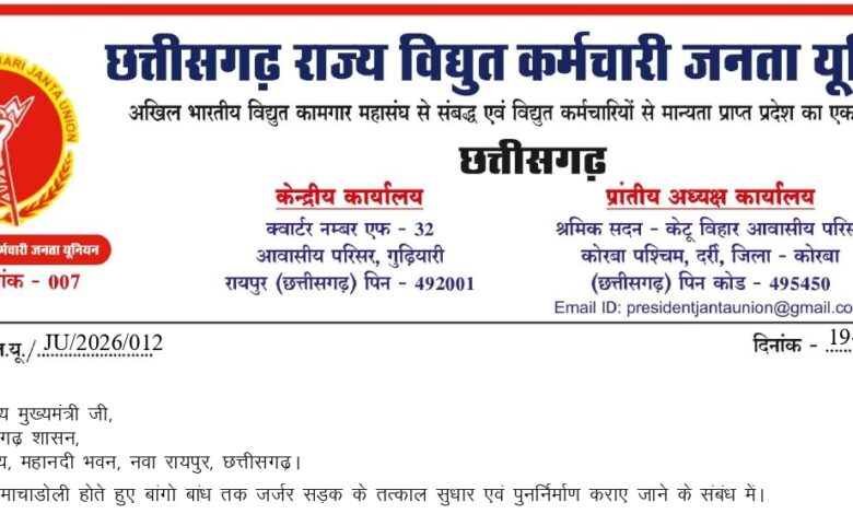 Korba News: Paudi-Machadoli-Bango road in dilapidated condition; electricity department employees risking their lives to reach work; demand raised to the CM for immediate repairs.