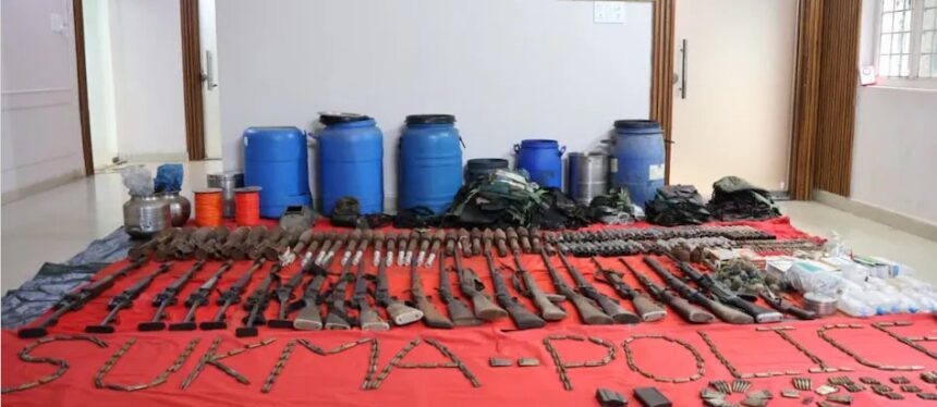CG Naxal News: Major Naxal arms dump uncovered in Sukma; weapons ranging from SLRs to AK-47s and 240 gelatin sticks recovered.