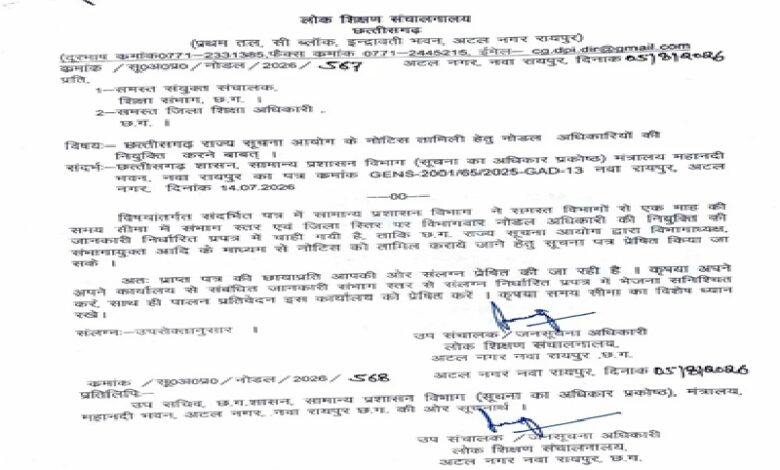 DEO Nodal Officer: Major decision by the Chhattisgarh Education Department! A nodal officer will be appointed in every district for RTI matters; the DPI has issued instructions.