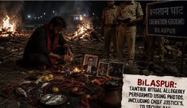 Tantric Ritual Involving Chief Justice's Photo: Tantric rituals at a cremation ground to secure bail...! A ceremony performed using the Chief Justice's photograph... causes a stir in Bilaspur.